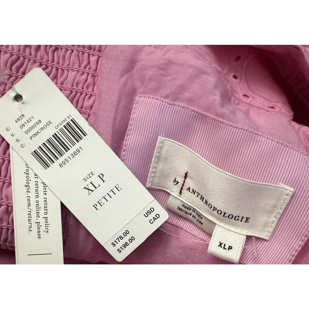 Anthropologie Square-Neck Eyelet Tiered Midi Dress Pink XLP NWT - Picture 6 of 9